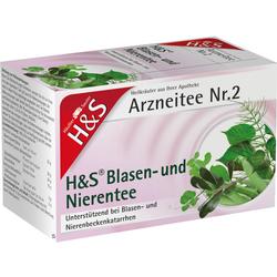 Packung mit H&S Blasen- und Nierentee aus Heilkräutern zur Unterstützung bei Blasenproblemen.