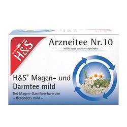 Die Verpackung zeigt H&S Magen- und Darmtee Nr. 10 zur Linderung von Beschwerden.