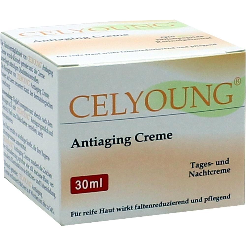 Eine Verpackung von Celyoung Antiaging Creme für reife Haut.