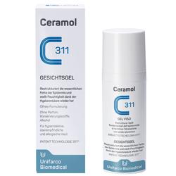 Eine Packung und Flasche Gesichtscreme von Ceramol C311 sind abgebildet.