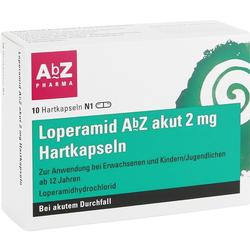 Packung Loperamid Kapseln 2 mg für Erwachsene und Kinder ab 12 bei Durchfall.